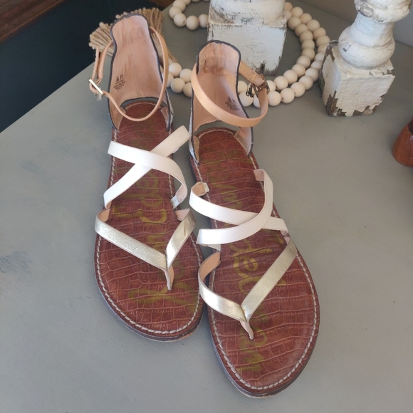 Sam Edelman Tan/Metallic Gold Gilroy Sandal - Size 10M - Picture 1 of 8